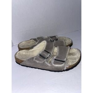 Birkenstock Arizona Sandals Womens 10 / 41 Shearling Lined Suede Adj Straps Boho